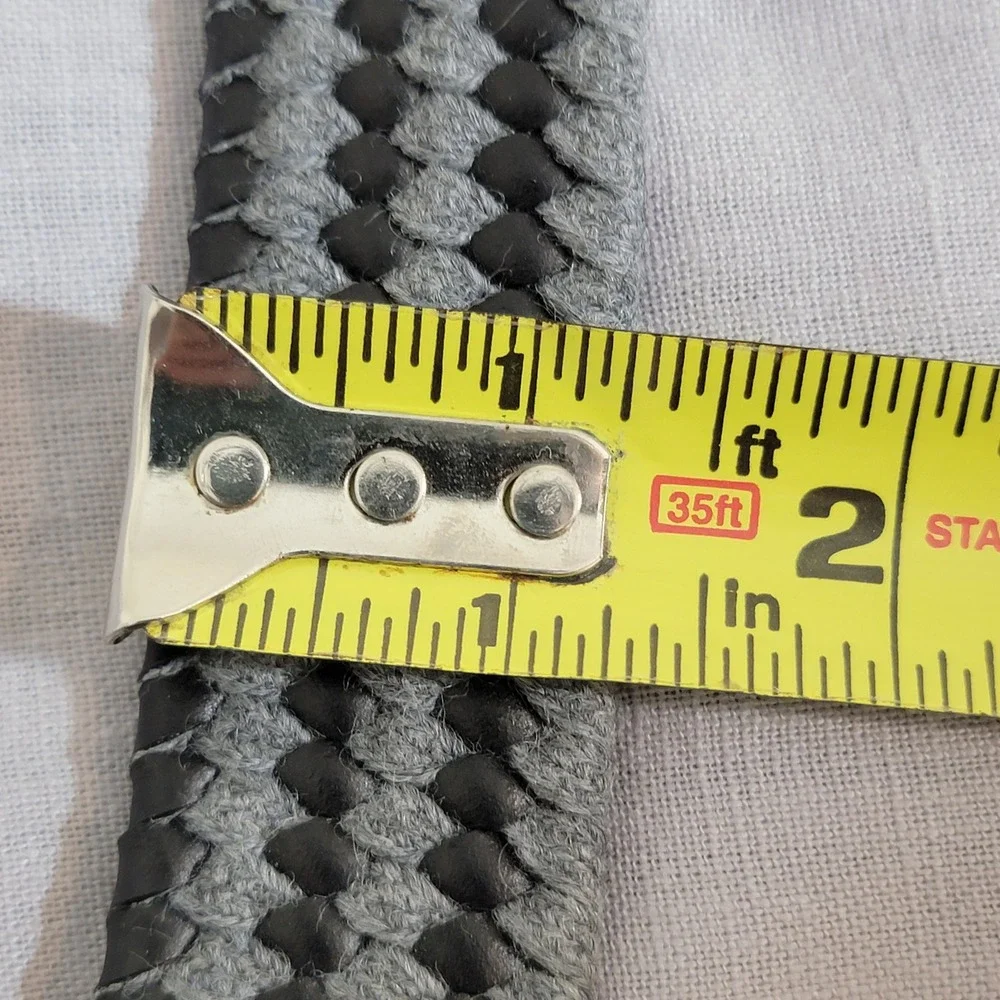 Beltology Mens Grey‎ Black Braided Woven Stretch Belt Leather Trim Size 40 EUC